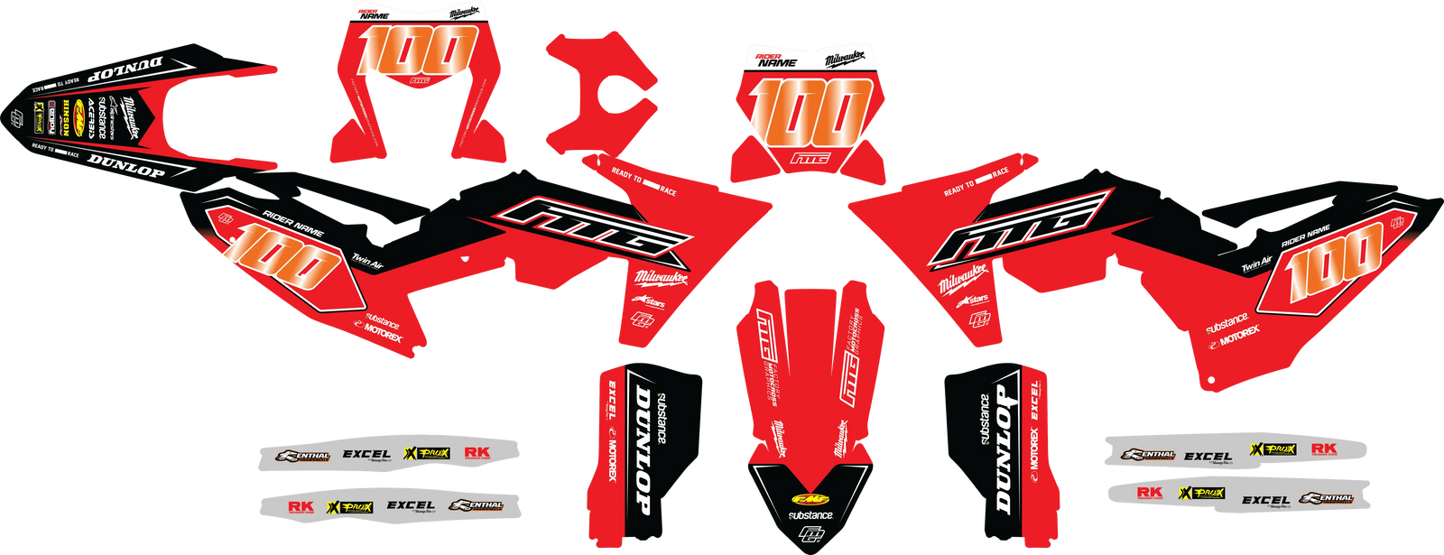 Red Milwaukee TEAM GRAPHICS KIT.