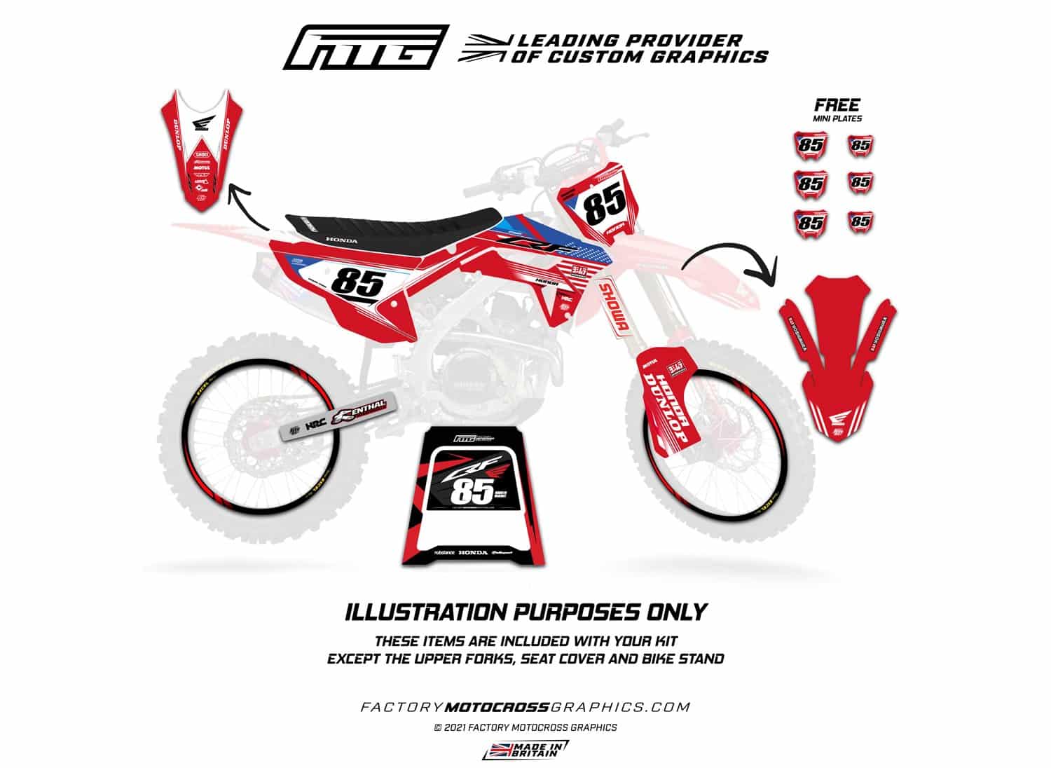 Honda CRF/CR Red Yoshi Graphics Kit