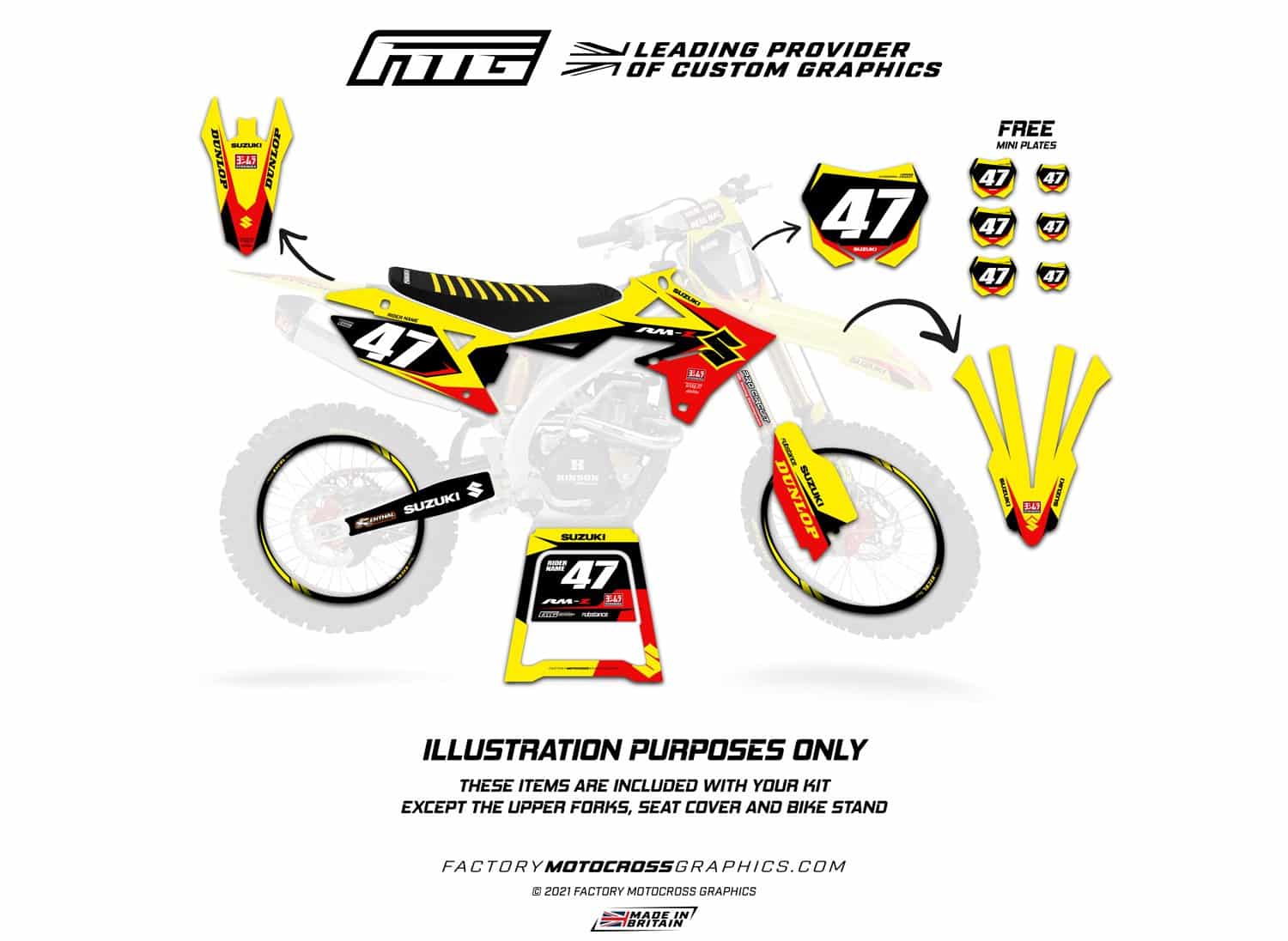 Suzuki White RM Graphics Kit