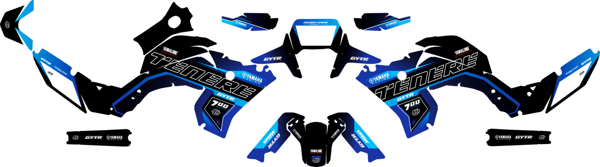 Yamaha Black &amp; Blue Rally Graphics Tenere 700 Graphics Kit
