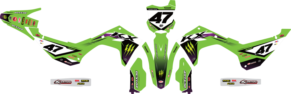 FACTORY KAWASAKI GRAPHICS LK EDITION BLACK &amp; GREEN TEAM GRAPHICS KIT