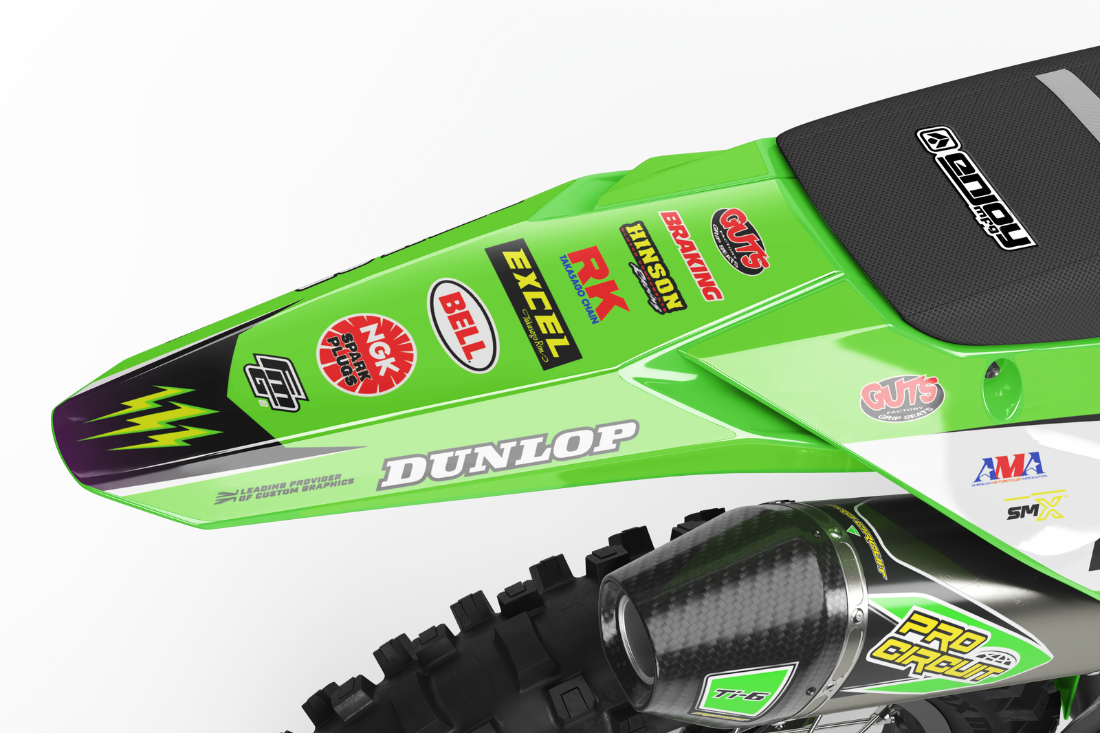 FACTORY KAWASAKI GRAPHICS LK EDITION BLACK & GREEN TEAM GRAPHICS KIT