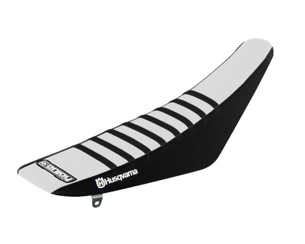 Enjoy Husqvarna Black Ribbed White Seat Cover