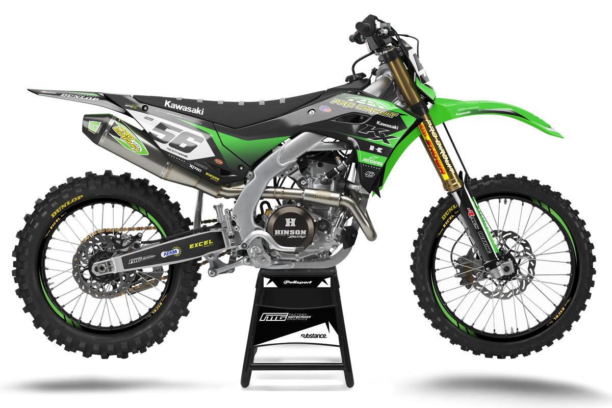 KAWASAKI ProCircuit Black &amp; Green Team GRAPHICS KIT