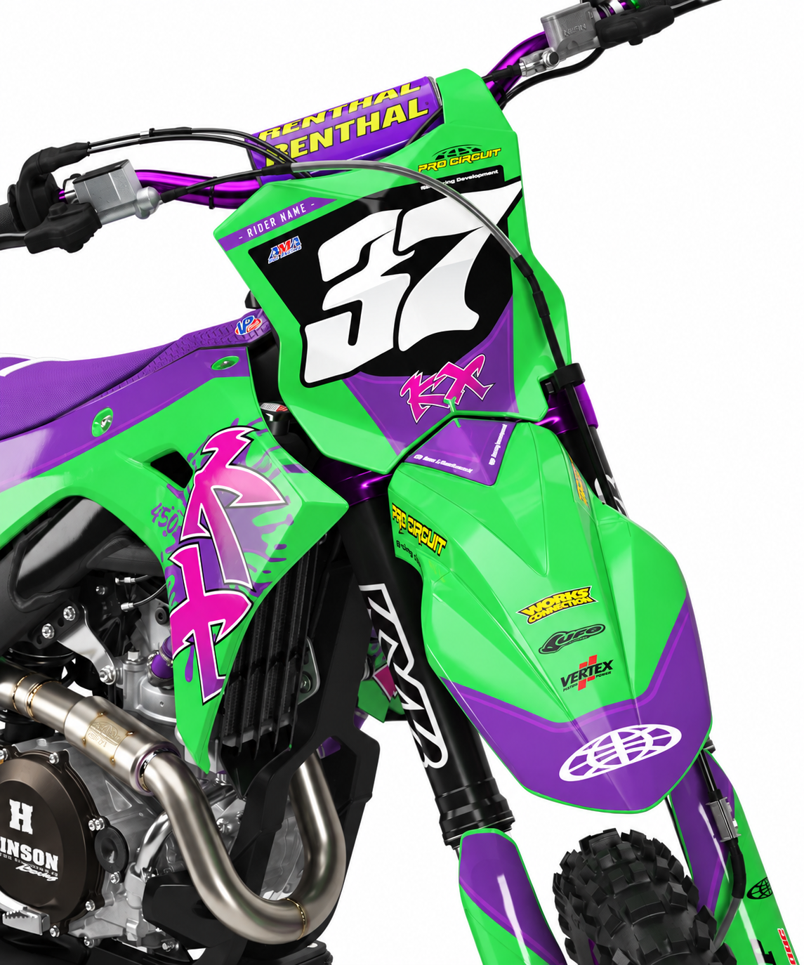 Kawasaki RETRO Pink Graphics Kit