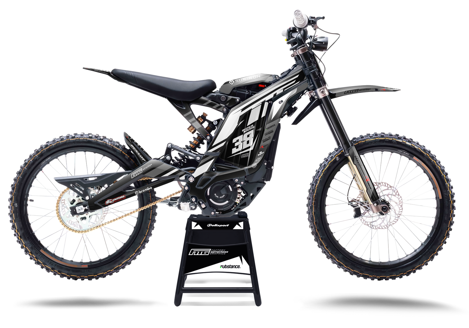 Surron Hybrid Grey Factory Graphics Kit
