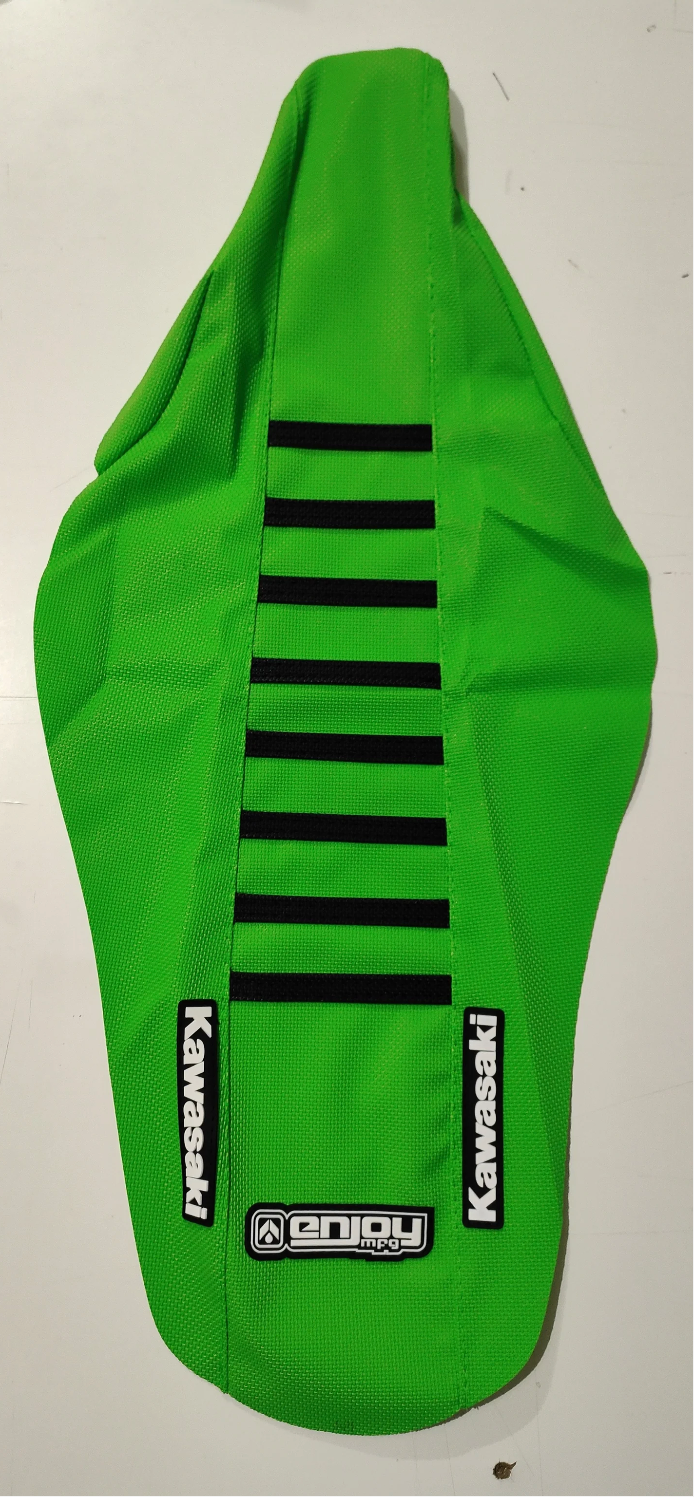 Enjoy Kawasaki Green Black Logo Ribbed Seat Cover