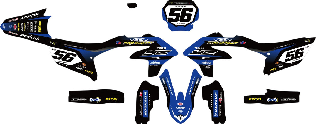 YAMAHA PRO CIRCUIT Blue &amp; Black Team Graphics Kit