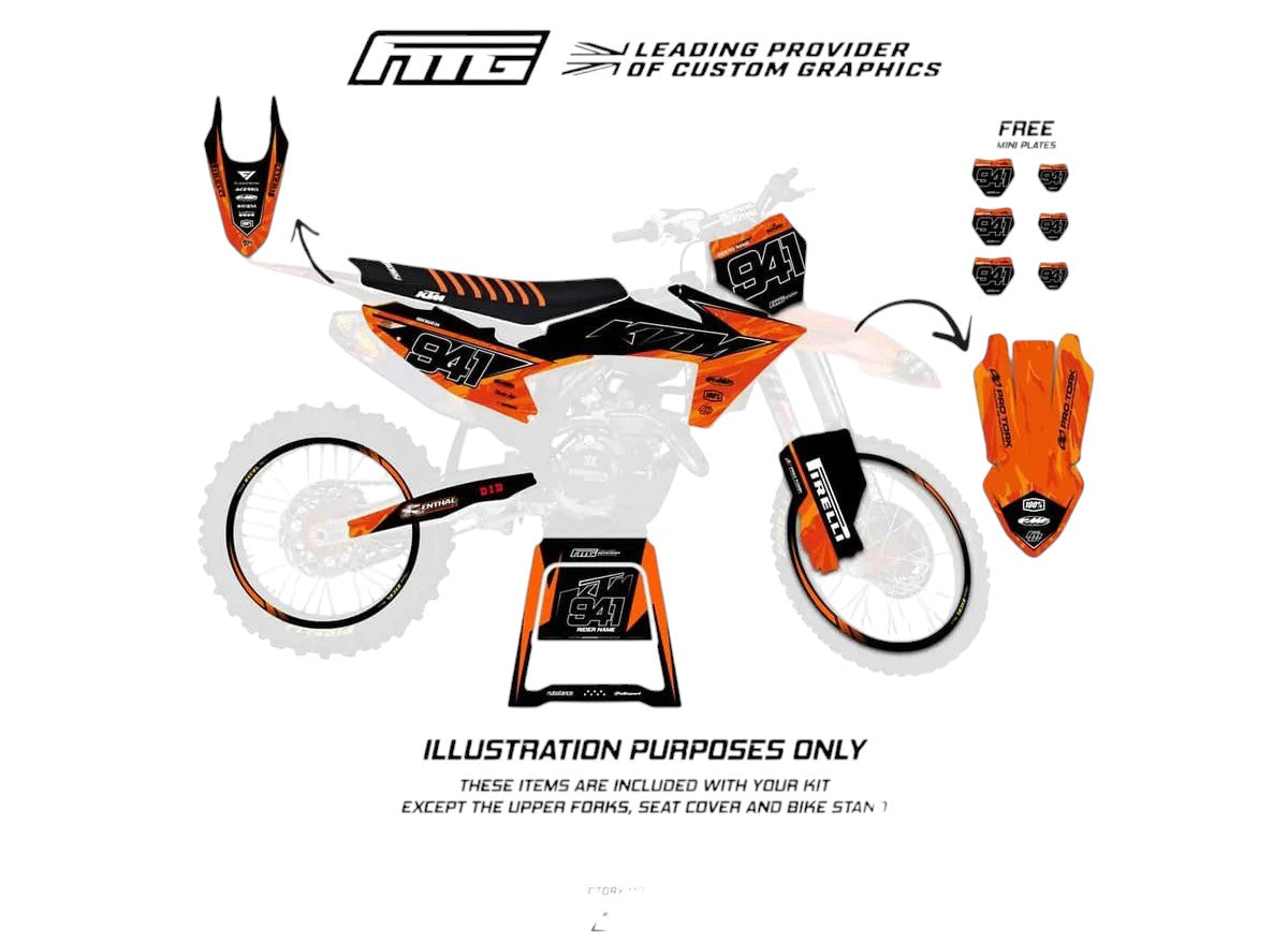 Fits KTMVelocity Grey Black &amp; Orange Graphics Kit