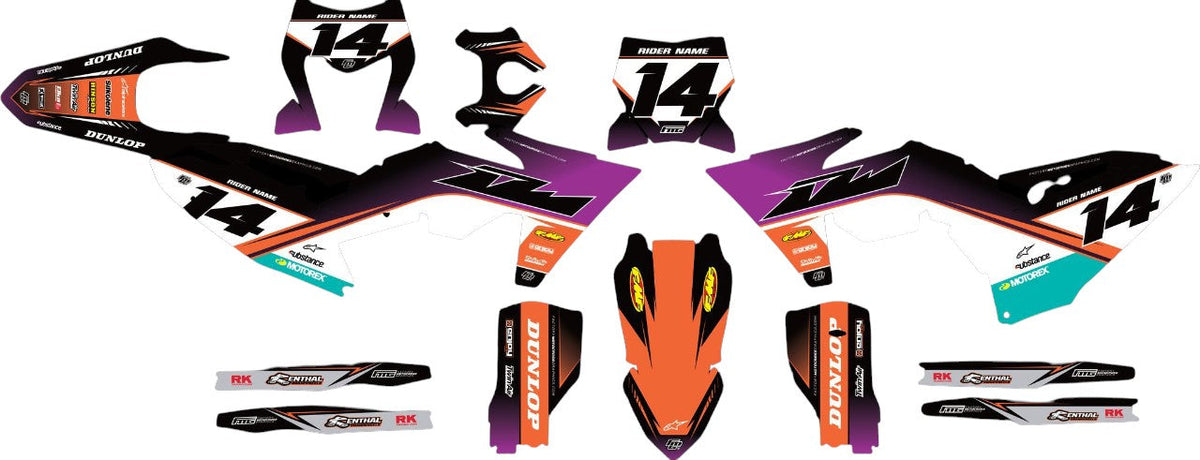 Fits KTM  Velocity Purple Black &amp; Orange Graphics Kit