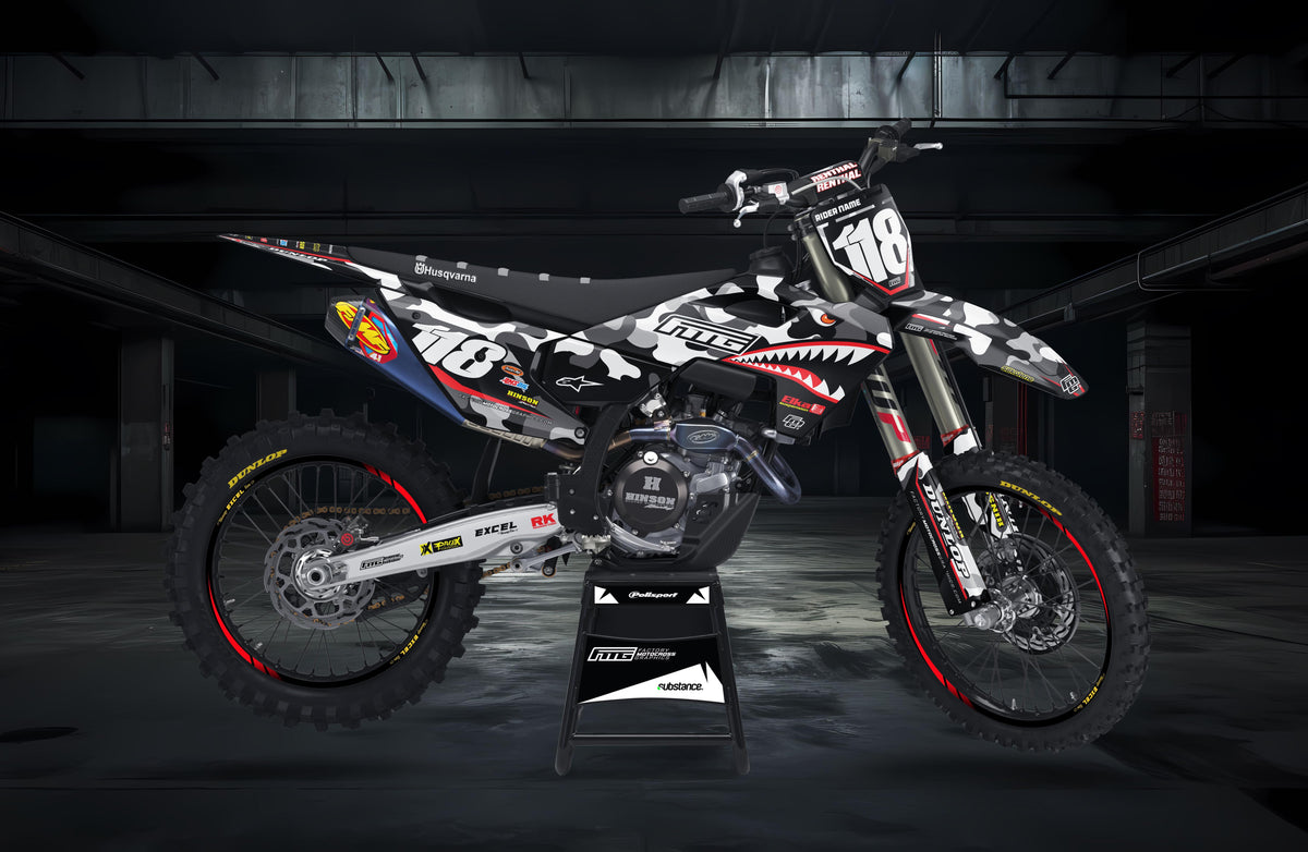 Husqvarna Shark Mouth CAMOUFLAGE  GRAPHICS KIT.